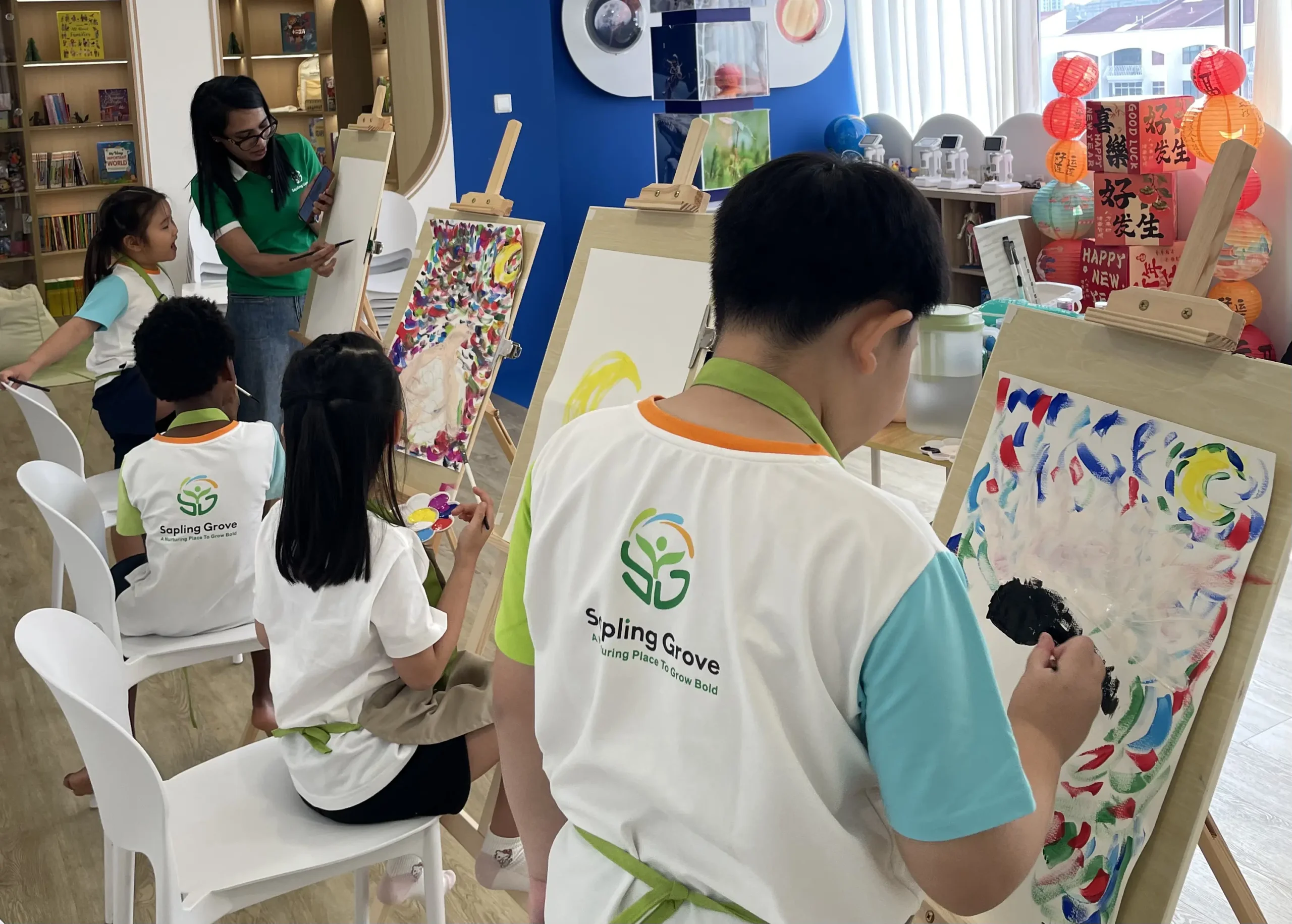 Children engaged in an activity at Sapling Grove